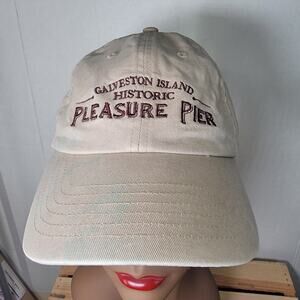 Galveston Island Historic Pleasure Pier Unisex Beige Adjustable Hat
